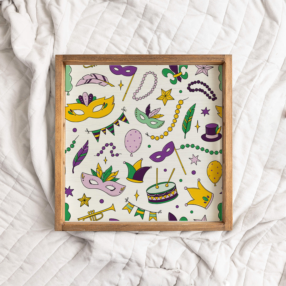 Mardi Gras Fun Wooden Serving Tray