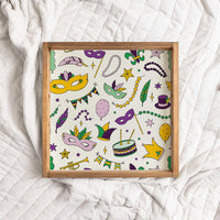 Mardi Gras Fun Wooden Serving Tray