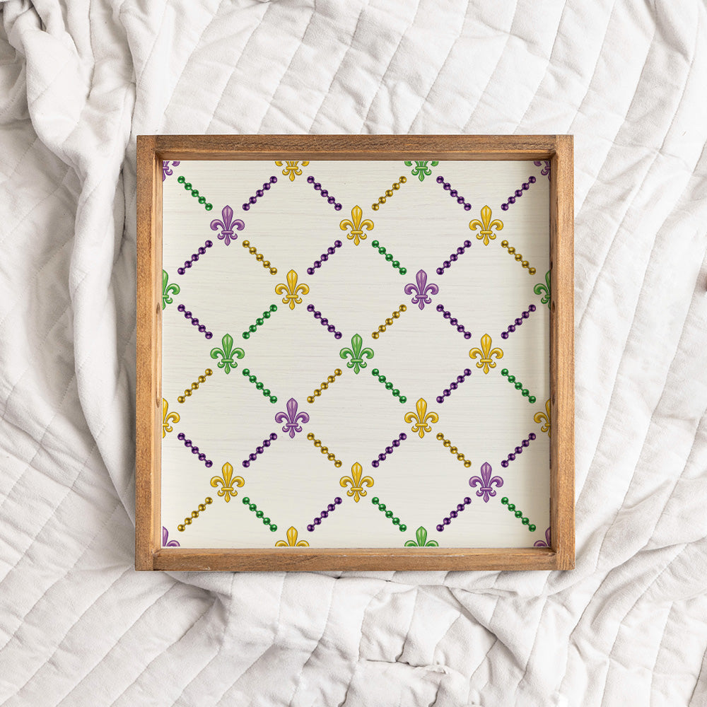 Signature Mardi Gras Wooden Serving Tray