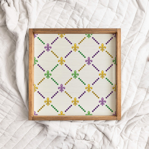 Signature Mardi Gras Wooden Serving Tray