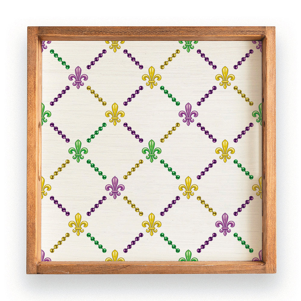 Signature Mardi Gras Wooden Serving Tray