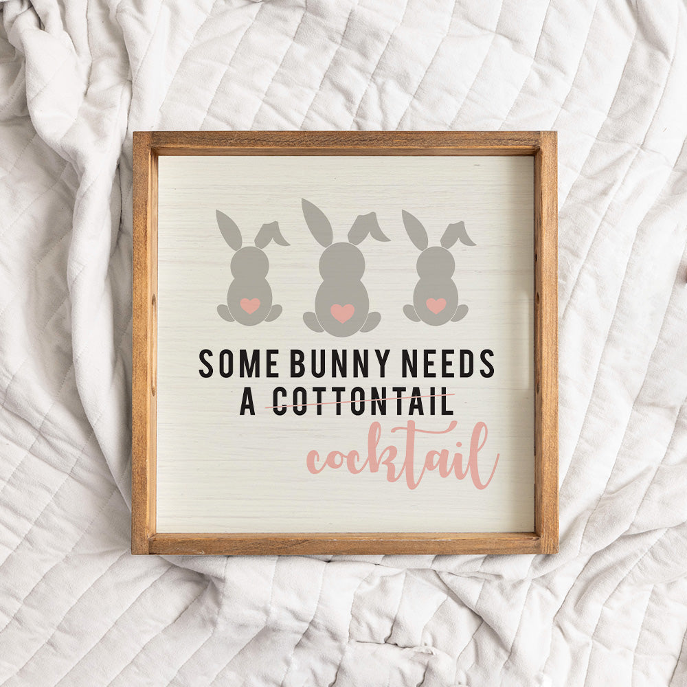 Some Bunny Needs a Cocktail Wooden Serving Tray