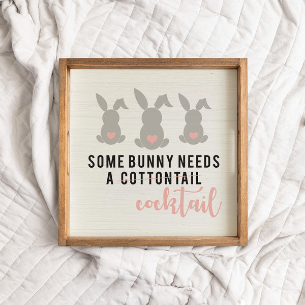 Some Bunny Needs a Cocktail Wooden Serving Tray