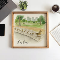 Boston Watercolor Ducklings Serving Tray
