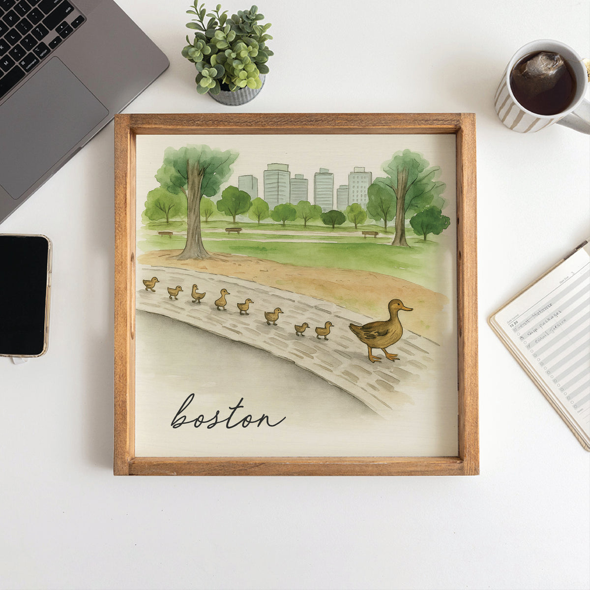 Boston Watercolor Ducklings Serving Tray