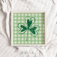 Plaid Shamrock Wooden Serving Tray