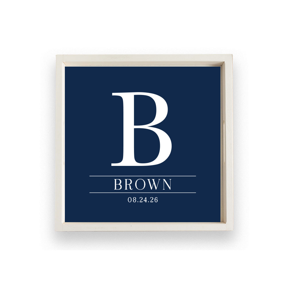 Initial Navy Personalized Serving Tray