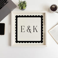 Scalloped Monogram Personalized Serving Tray