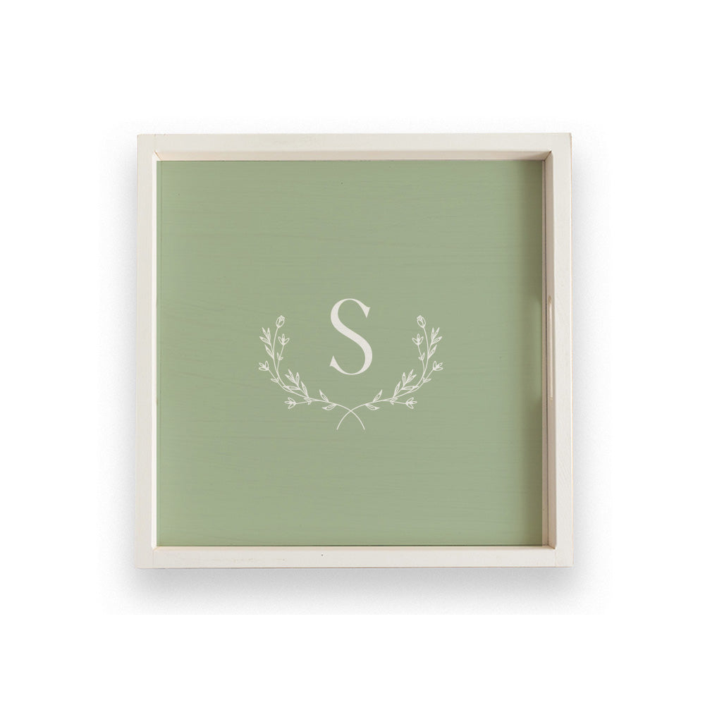 Monogram Laurel Personalized Serving Tray