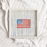 Watercolor American Striped Wooden Serving Tray