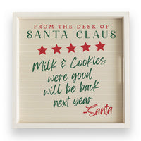 Santa Claus Milk & Cookies Wooden Serving Tray