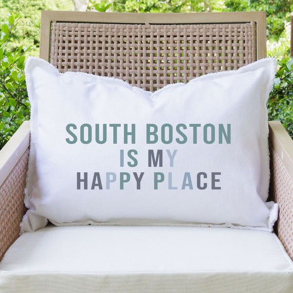 Personalized My Happy Place Lumbar Pillow