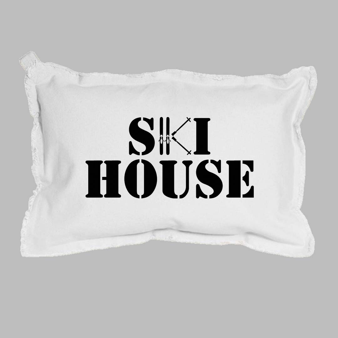 Ski House Black Lumbar Pillow