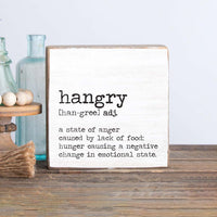 Hangry Definition Decorative Wooden Block