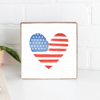 Watercolor Flag Heart Decorative Wooden Block