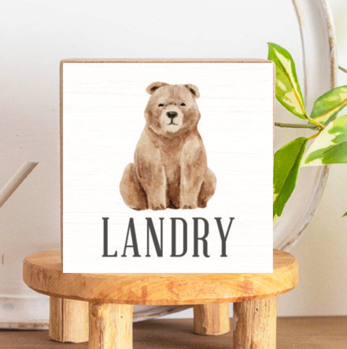 Personalized Bear Decorative Wooden Block