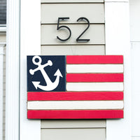 Tilted Anchor Wooden American Flag