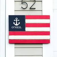 Personalized Anchor Wooden American Flag