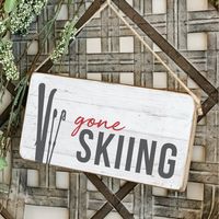 Gone Skiing Twine Sign