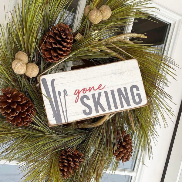 Gone Skiing Twine Sign