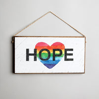 Rainbow Hope Heart Twine Sign