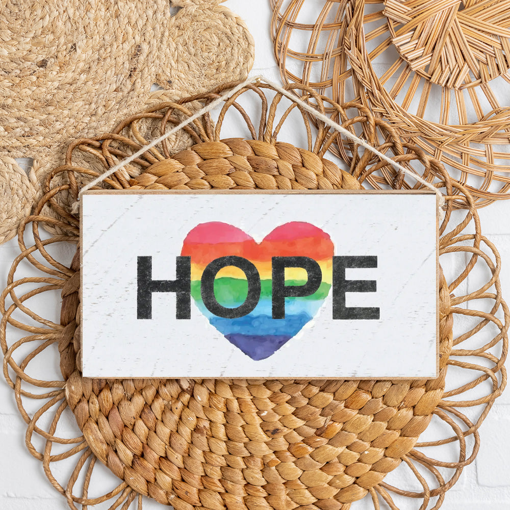 Rainbow Hope Heart Twine Sign