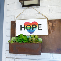 Rainbow Hope Heart Twine Sign