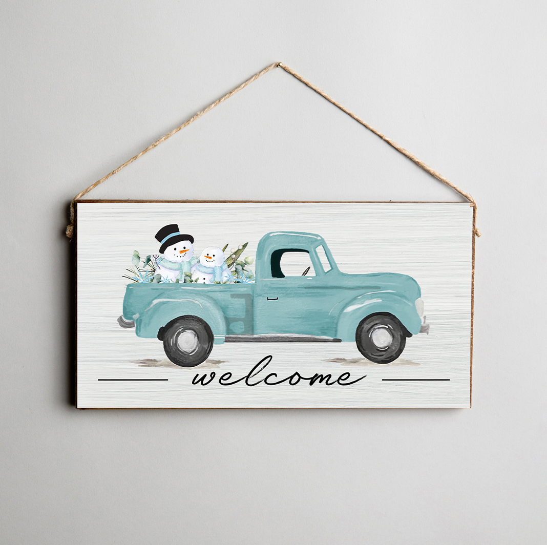 Snowmen Truck Twine Sign