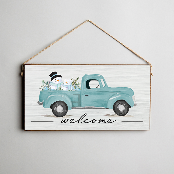 Snowmen Truck Twine Sign