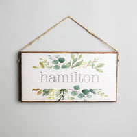 Personalized Split Greenery Twine Sign