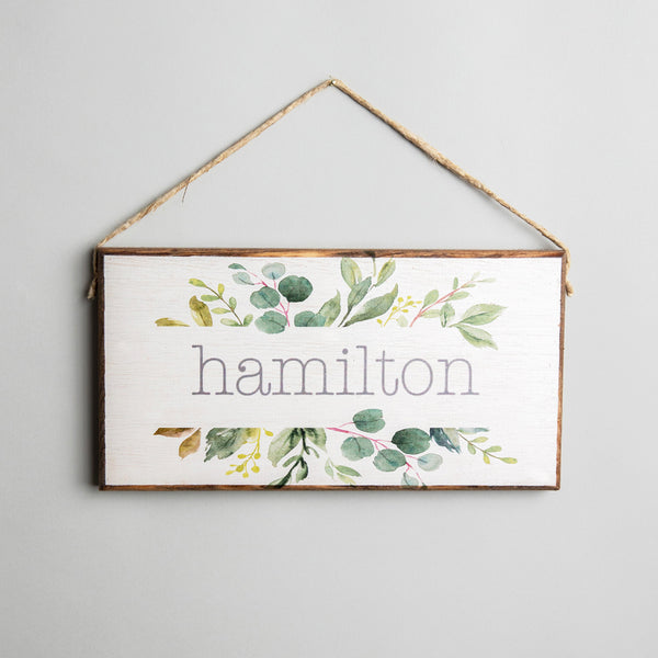Personalized Split Greenery Twine Sign
