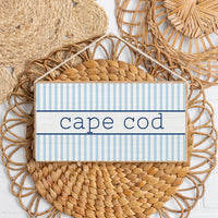 Personalized Light Blue Stripes Twine Sign