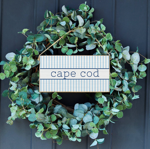 Personalized Light Blue Stripes Twine Sign