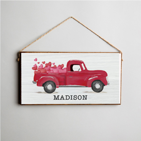 Personalized Heart Truck Twine Sign
