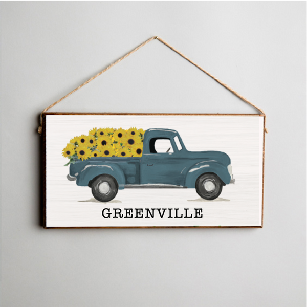 Personalized Sunflower Truck Twine Sign