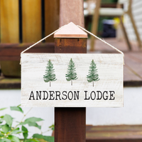 Personalized Watercolor Trees Twine Sign