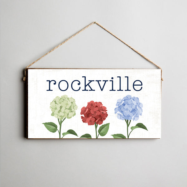 Personalized Welcome Patriotic Hydrangeas Twine Sign