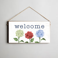 Welcome Patriotic Hydrangeas Twine Sign