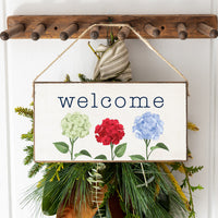 Welcome Patriotic Hydrangeas Twine Sign