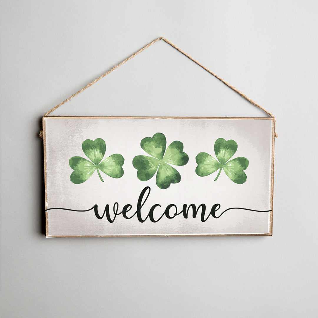 Welcome Shamrocks Twine Sign