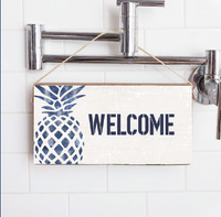 Indigo Welcome Pineapple Twine Sign
