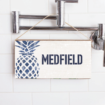Personalized Indigo Pineapple Twine Sign