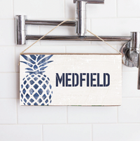 Personalized Indigo Pineapple Twine Sign