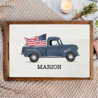 American Flag Truck Personalized Serving Tray